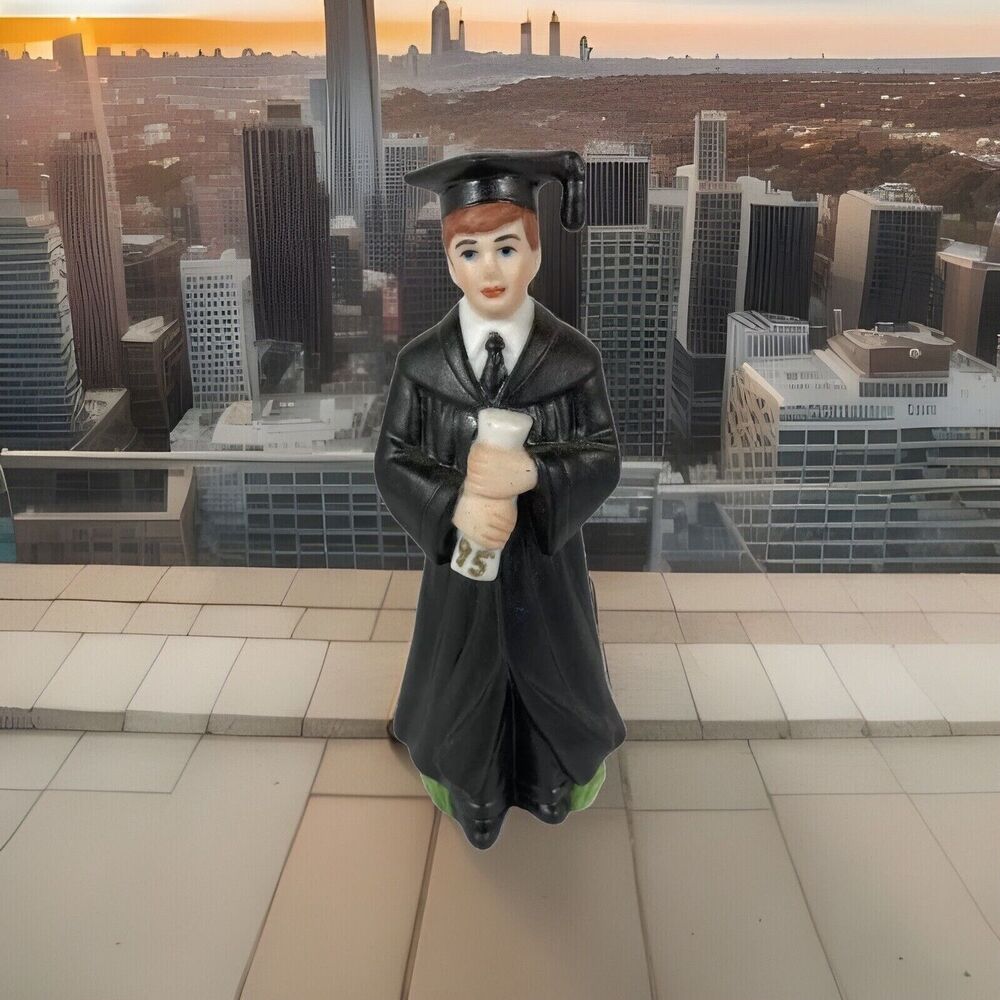 1991 Lefton Male Graduate Figurine Sri Lanka 4¾" Tall Personalized Spud